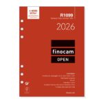 Finocam R1099 Recambio Anual 2026 para Agendas Open 2026 - Formato 1000 - 155x7x215mm - Semana Vista en Vertical - Color Blanco