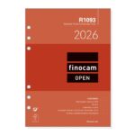 Finocam R1093 Recambio Anual 2026 para Agendas Open 2026 - Formato 1000 - 155x6x215mm - Semana Vista Horizontal - Color Blanco