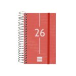 Finocam Year Agenda de Espiral - Anual 2026 - Tapa Ligera - Formato E3 - 95x24x127mm - 1 Dia por Pagina - Color Rojo