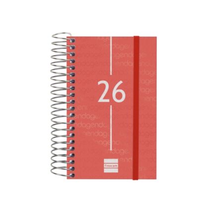 Finocam Year Agenda de Espiral - Anual 2026 - Tapa Ligera - Formato E3 - 95x24x127mm - 1 Dia por Pagina - Color Rojo