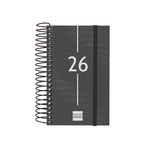 Finocam Year Agenda de Espiral - Tapa Ligera - Formato E3 - 95x24x127mm - 1 Dia por Pagina - Color Negro Finocam Year Agenda de Espiral - Tapa Ligera - Formato E3 - 95x24x127mm - 1 Dia por Pagina - Color Negro
