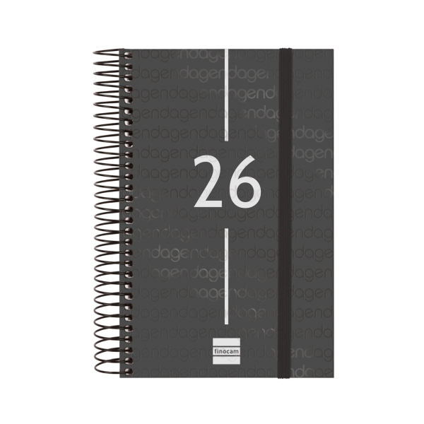 Finocam Year Agenda de Espiral - Tapa Ligera - Formato E5 - 135x24x181mm - 1 Dia por Pagina - Color Negro Finocam Year Agenda de Espiral - Tapa Ligera - Formato E5 - 135x24x181mm - 1 Dia por Pagina - Color Negro
