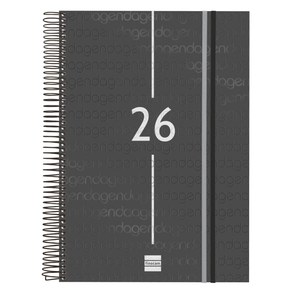 Finocam Year Agenda de Espiral - Tapa Ligera - Formato E40 - 230x29x297mm - 1 Dia por Pagina - Color Negro Finocam Year Agenda de Espiral - Tapa Ligera - Formato E40 - 230x29x297mm - 1 Dia por Pagina - Color Negro