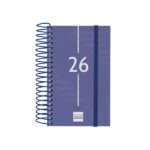 Finocam Year Agenda de Espiral en Catalan - Anual 2026 - Tapa Ligera - Formato E3 - 95x24x127mm - 1 Dia por Pagina - Color Azul
