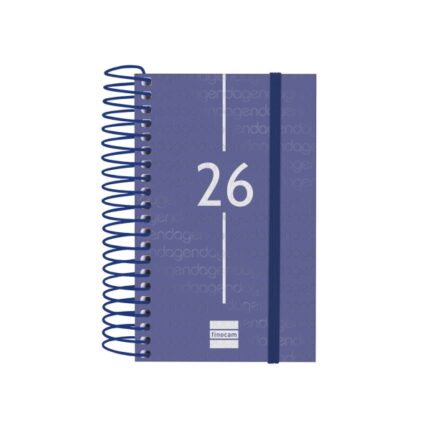 Finocam Year Agenda de Espiral en Catalan - Anual 2026 - Tapa Ligera - Formato E3 - 95x24x127mm - 1 Dia por Pagina - Color Azul