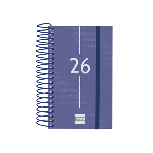 Finocam Year Agenda de Espiral en Catalan - Anual 2026 - Tapa Ligera - Formato E3 - 95x24x127mm - 1 Dia por Pagina - Color Azul