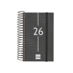 Finocam Year Agenda de Espiral en Catalan - Anual 2026 - Tapa Ligera - Formato E3 - 95x24x127mm - 1 Dia por Pagina - Color Negro