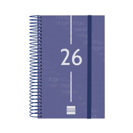 Finocam Year Agenda de Espiral en Catalan - Anual 2026 - Tapa Ligera - Formato E5 - 135x24x181mm - 1 Dia por Pagina - Color Azul