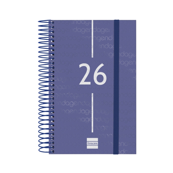 Finocam Year Agenda de Espiral en Catalan - Anual 2026 - Tapa Ligera - Formato E5 - 135x24x181mm - 1 Dia por Pagina - Color Azul