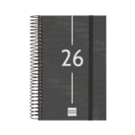 Finocam Year Agenda de Espiral en Catalan - Anual 2026 - Tapa Ligera - Formato E5 - 135x24x181mm - 1 Dia por Pagina - Color Negro