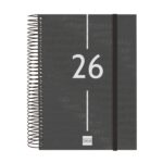Finocam Year Agenda de Espiral en Catalan - Anual 2026 - Tapa Ligera - Formato E10 - 175x29x212mm - 1 Dia por Pagina - Color Negro