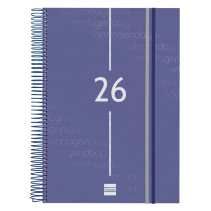 Finocam Year Agenda de Espiral en Catalan - Anual 2026 - Tapa Ligera - Formato E40 - 230x29x297mm - 1 Dia por Pagina - Color Azul