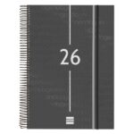 Finocam Year Agenda de Espiral en Catalan - Tapa Ligera - Formato E40 - 230x29x297mm - 1 Dia por Pagina - Color Negro