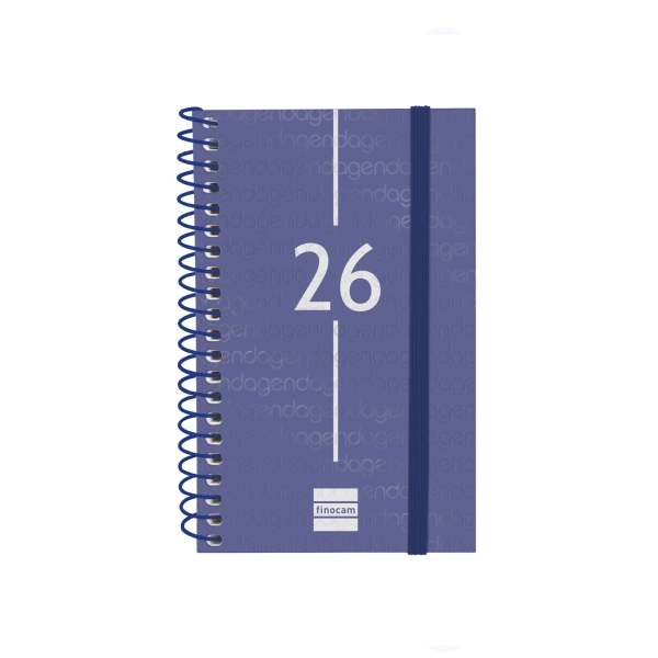 Finocam Year Agenda de Espiral - Anual 2026 - Tapa Ligera - Formato E3 - 85x14x127mm - Semana Vista Horizontal - Color Azul
