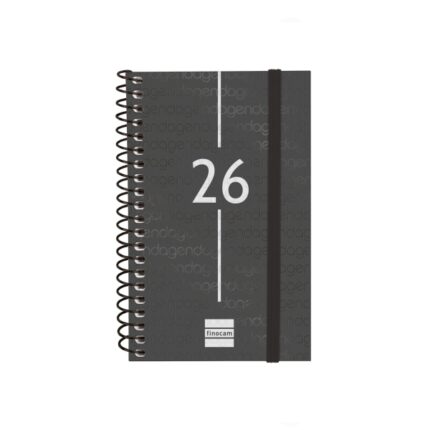 Finocam Year Agenda de Espiral en Catalan - Anual 2026 - Tapa Ligera - Formato E3 - 217x14x297mm - Semana Vista Horizontal - Color Negro