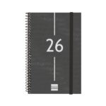 Finocam Year Agenda de Espiral en Catalan - Anual 2026 - Tapa Ligera - Formato E5 - 217x14x297mm - Semana Vista Horizontal - Color Negro