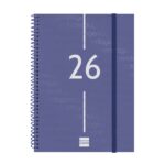 Finocam Year Agenda de Espiral en Catalan - Anual 2026 - Tapa Ligera - Formato E10 - 217x14x297mm - Semana Vista Horizontal - Color Azul