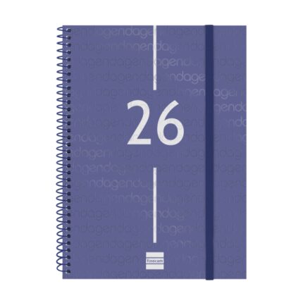 Finocam Year Agenda de Espiral en Catalan - Anual 2026 - Tapa Ligera - Formato E10 - 217x14x297mm - Semana Vista Horizontal - Color Azul