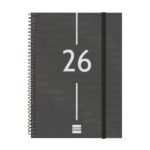Finocam Year Agenda de Espiral en Catalan - Anual 2026 - Tapa Ligera - Formato E10 - 162x14x212mm - Semana Vista en Vertical - Color Negro