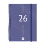 Finocam Year Agenda de Espiral - Tapa Ligera - Formato E10 - 162x14x212mm - Semana Vista en Vertical - Color Azul
