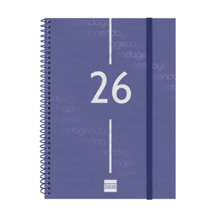 Finocam Year Agenda de Espiral - Tapa Ligera - Formato E10 - 162x14x212mm - Semana Vista en Vertical - Color Azul