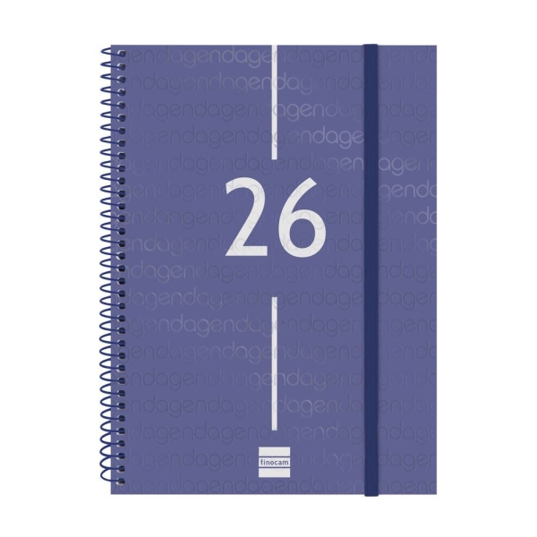 Finocam Year Agenda de Espiral - Tapa Ligera - Formato E10 - 162x14x212mm - Semana Vista en Vertical - Color Azul