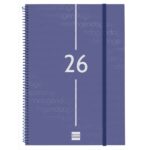 Finocam Year Agenda de Espiral en Catalan - Anual 2026 - Tapa Ligera - Formato E40 - 217x14x297mm - Semana Vista en Vertical - Color Azul