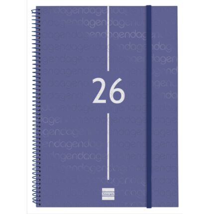 Finocam Year Agenda de Espiral en Catalan - Anual 2026 - Tapa Ligera - Formato E40 - 217x14x297mm - Semana Vista en Vertical - Color Azul