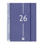 Finocam Year Agenda de Espiral - Anual 2026 - Tapa Ligera - Formato E11 - 175x29x242mm - 1 Dia por Pagina - Color Azul