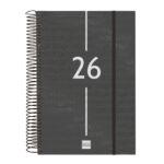 Finocam Year Agenda de Espiral - Anual 2026 - Tapa Ligera - Formato E11 - 175x29x242mm - 1 Dia por Pagina - Color Negro
