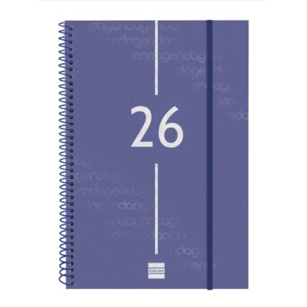 Finocam Year Agenda de Espiral en Catalan - Anual 2026 - Tapa Ligera - Formato E11 - 172x14x242mm - Semana Vista en Vertical - Color Azul
