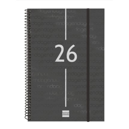 Finocam Year Agenda de Espiral en Catalan - Anual 2026 - Tapa Ligera - Formato E11 - 172x14x242mm - Semana Vista en Vertical - Color Negro