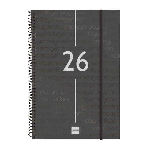 Finocam Year Agenda de Espiral en Catalan - Anual 2026 - Tapa Ligera - Formato E11 - 172x14x242mm - Semana Vista en Vertical - Color Negro Finocam Year Agenda de Espiral en Catalan - Anual 2026 - Tapa Ligera - Formato E11 - 172x14x242mm - Semana Vista en Vertical - Color Negro