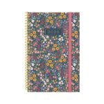 Finocam Design Collection Agenda de Espiral - Anual 2026 - Tapa Ligera - Formato E5 - 124x14x181mm - Semana Vista Horizontal - Tematica de Flores