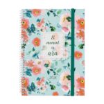 Finocam Design Collection Agenda de Espiral en Catalan - Anual 2026 - Tapa Ligera - Formato E10 - 162x14x212mm - Semana Vista Horizontal - Tematica de Flores