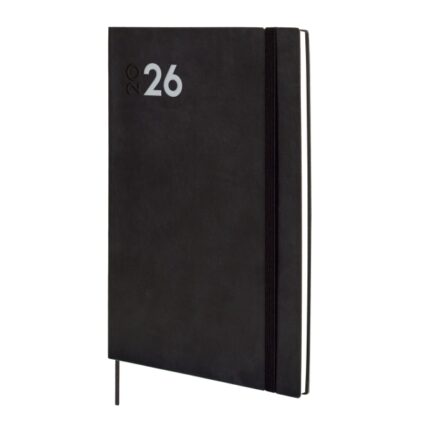 Finocam Dynamic Mara Agenda Profesional en Catalan - Anual 2026 - Tapa Blanda - Cierre con Goma Elastica - Formato Y11 - 169x11x245mm - Semana Vista en Vertical - Color Negro