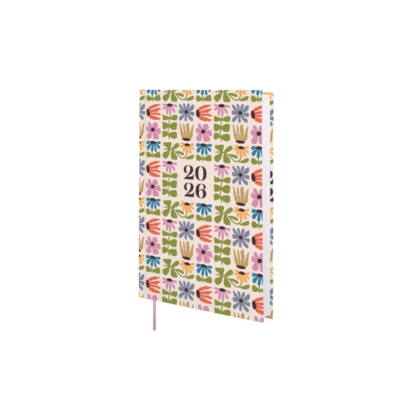 Finocam Dynamic Porto Design Agenda en Catalan - Anual 2026 - Tapa Dura - Formato Y10 - 145x23x210mm - 1 Dia por Pagina - Tematica de Flores