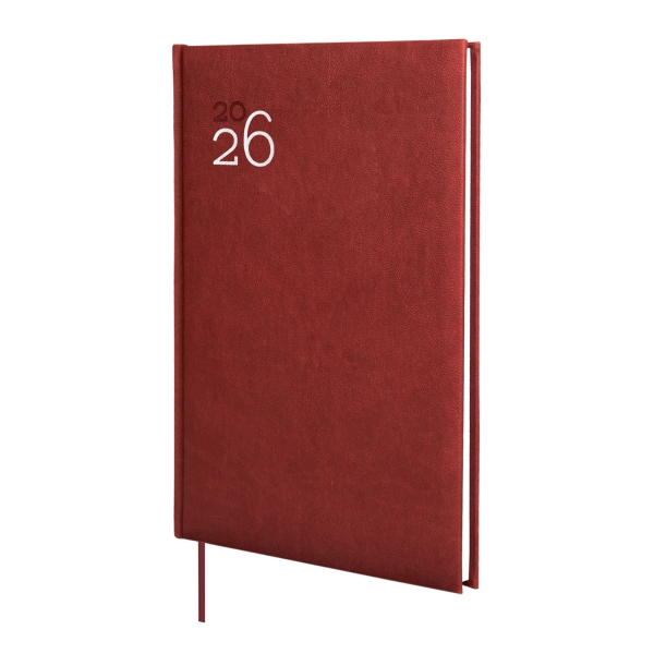 Finocam Dynamic Milano Agenda Profesional en Catalan - Anual 2026 - Tapa Dura Acolchada - Formato Y11 - 168x19x245mm - Semana Vista en Vertical - Color Burdeos