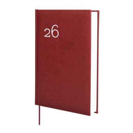 Finocam Dynamic Milano Agenda Profesional en Catalan - Anual 2026 - Tapa Dura Acolchada - Formato Y10 - 143x29x210mm - 1 Dia por Pagina - Color Burdeos