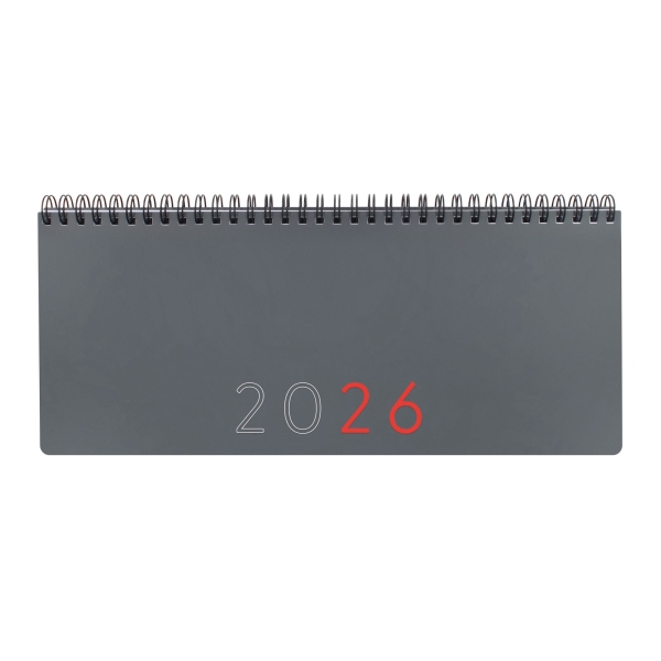Finocam Agenda Planificador Internacional - Anual 2026 - Espacio para Escribir - 290x8x120mm - Semana Vista en Vertical - Color Gris