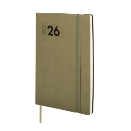 Finocam Dynamic Mara Agenda Profesional en Catalan - Anual 2026 - Tapa Blanda - Cierre con Goma Elastica - Formato Y4 - 124x11x174mm - Semana Vista en Vertical - Color Verde