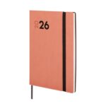 Finocam Dynamic Mara Agenda Profesional en Catalan - Anual 2026 - Tapa Blanda - Cierre con Goma Elastica - Formato Y4 - 124x11x174mm - Semana Vista en Vertical - Color Coral