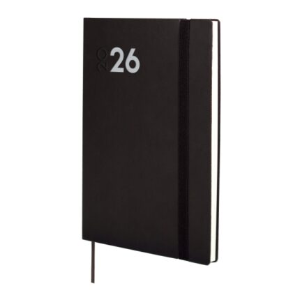 Finocam Dynamic Mara Agenda Profesional en Catalan - Anual 2026 - Tapa Blanda - Cierre con Goma Elastica - Formato Y10 - 144x11x208mm - Semana Vista en Vertical - Color Negro