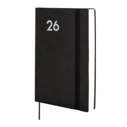 Finocam Dynamic Mara Agenda Profesional - Anual 2026 - Tapa Blanda - Cierre con Goma Elastica - Formato Y10 - 144x22x208mm - 1 Dia por Pagina - Color Negro