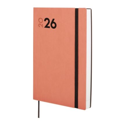 Finocam Dynamic Mara Agenda Profesional en Catalan - Anual 2026 - Tapa Blanda - Cierre con Goma Elastica - Formato Y10 - 144x22x208mm - 1 Dia por Pagina - Color Coral