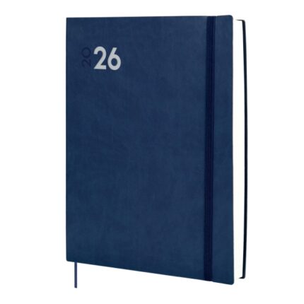 Finocam Dynamic Mara Agenda Profesional en Catalan - Anual 2026 - Tapa Blanda - Cierre con Goma Elastica - Formato Y12 - 214x25x275mm - 1 Dia por Pagina - Color Azul