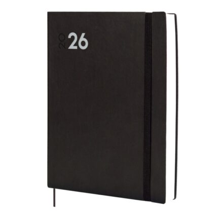 Finocam Dynamic Mara Agenda Profesional en Catalan - Anual 2026 - Tapa Blanda - Cierre con Goma Elastica - Formato Y12 - 214x25x275mm - 1 Dia por Pagina - Color Negro