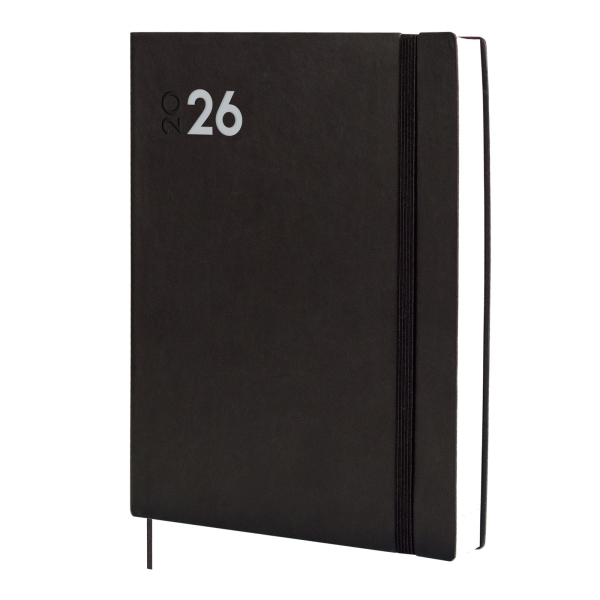 Finocam Dynamic Mara Agenda Profesional en Catalan - Anual 2026 - Tapa Blanda - Cierre con Goma Elastica - Formato Y12 - 214x25x275mm - 1 Dia por Pagina - Color Negro