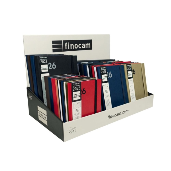 Finocam Dynamic Mara Expositor con 37 Agendas Surtidas en Catalan - Anual 2026 - Tapa Blanda - Cierre con Goma Elastica - Color Surtidos Finocam Dynamic Mara Expositor con 37 Agendas Surtidas en Catalan - Anual 2026 - Tapa Blanda - Cierre con Goma Elastica - Color Surtidos