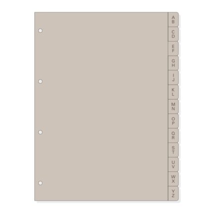 Finocam R4064 Indice Alfabetico para Agendas Open - 13 Solapas - Formato A4 - 220x2x297mm - PVC - Color Beige Grisaceo